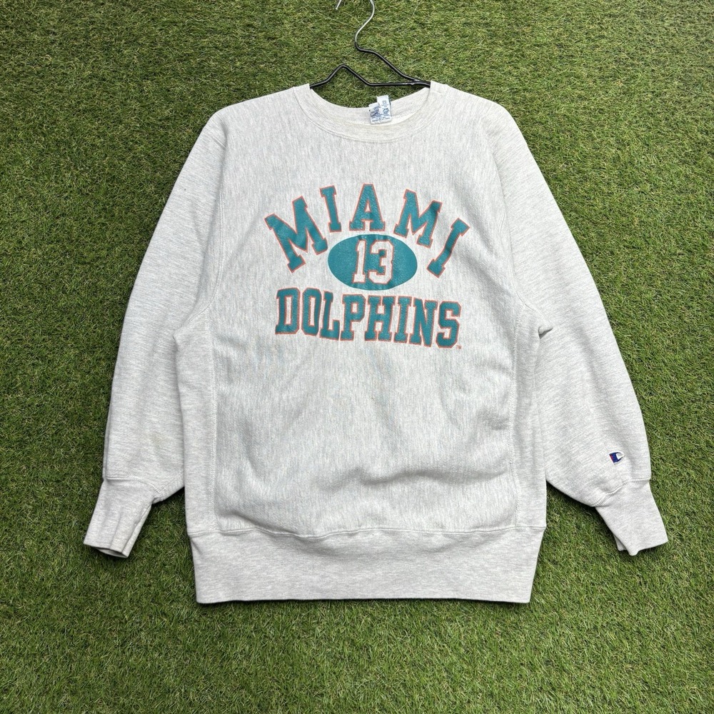 Vintage Miami Dolphins Sweatshirt Mens Large Pullover Champion Reverse Weave 90s